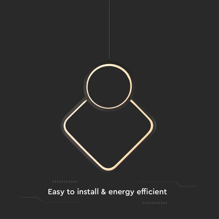 LED Пендъл 12W 4000К с геометричен дизайн Черен SKU 14999 V-TAC