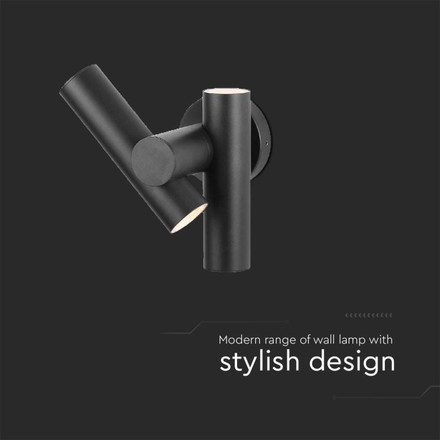 Стенен Спот 2 по 2.6W 4000К IP44 Черен SKU 23049 V-TAC