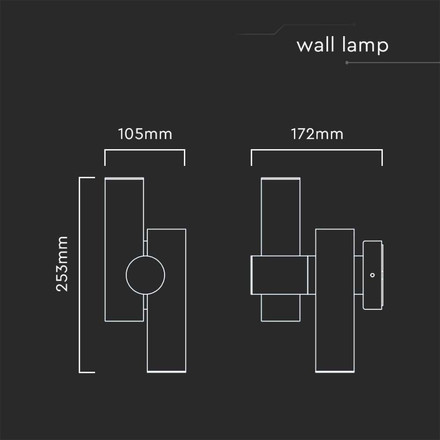 2x2.6W 2 Way Spot Wall Light 4000K Black Body IP44