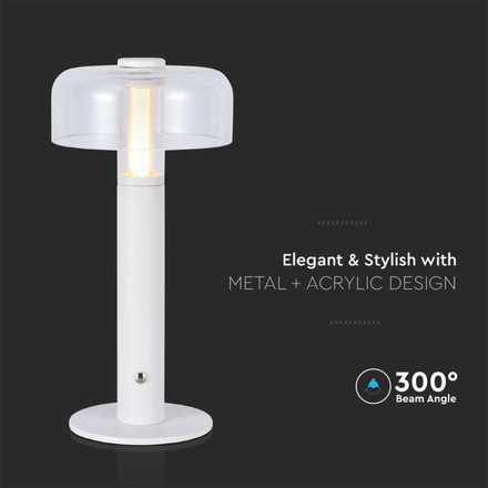 LED Table Lamp 1800mAH Battery 150*300 3in1 White Body