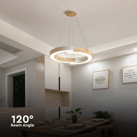 32W LED Designer Hanging Lamp (43*100) 4000K White Body Whit Wood