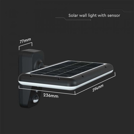 15W LED Solar Yard Light LiFePO4 Battery 3.2V 6000mA CCT: 6000K+4000K Black