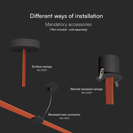 LED Магнитен Осветител Въже 10W 120 градуса 3000K Пясъчно Черно Тяло SKU 23108 V-TAC