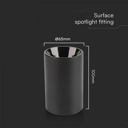 GU10 Surface Fitting Round Black Body