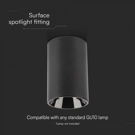 GU10 Surface Fitting Round Black Body
