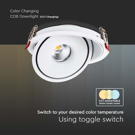 12W LED COB Downlight 3IN1 White Body