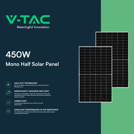 6.3kW Моно Соларен панел сет 14 броя 450W 35MM 2094 на 1038 на 35MM SKU 11903 V-TAC