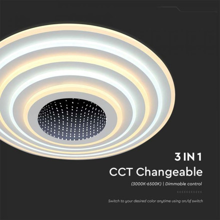 125W Designer Smart Ceiling Light (D50*7CM) CCT: 3000K+6000K Dimmable + Remote Control