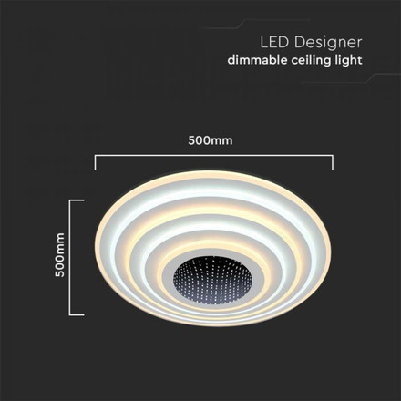 125W Designer Smart Ceiling Light (D50*7CM) CCT: 3000K+6000K Dimmable + Remote Control