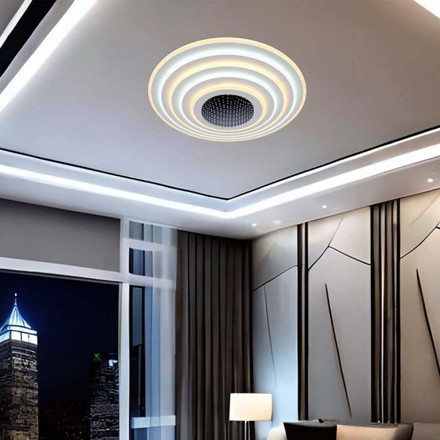 125W Designer Smart Ceiling Light (D50*7CM) CCT: 3000K+6000K Dimmable + Remote Control