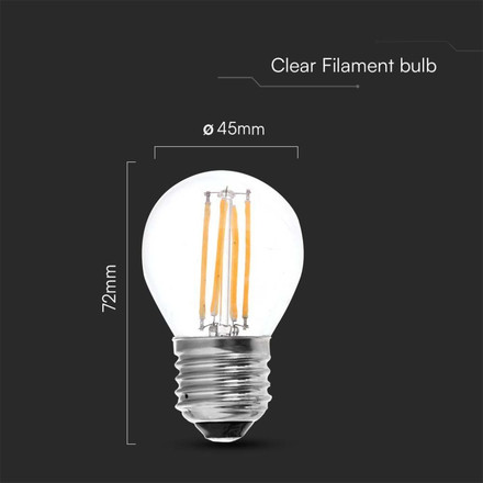 LED Bulb - 6W Filament E27 G45 Clear Cover 3000K