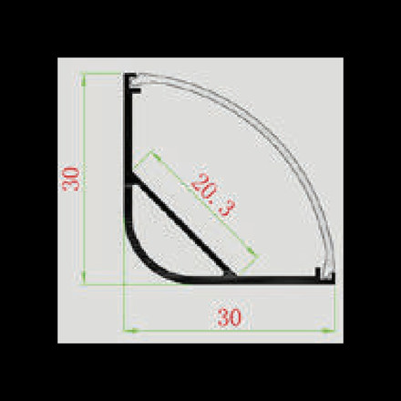 Led Strip Mounting Kit With Diffuser Aluminum Milky Gypsum Corner Round  2000MM