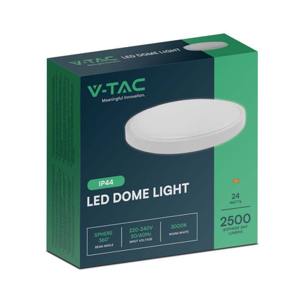 Плафон за таван LED 24W 4000К Кръг Бяла Рамка IP44 SKU 76191 V-TAC