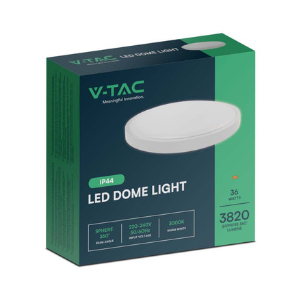 Плафон за таван LED 30W 6400К Кръг Бяла Рамка IP44 SKU 76231 V-TAC