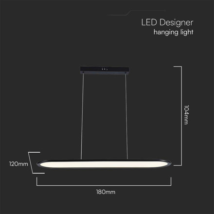 24W LED Hanging Lamp (80*100CM) 4000K Black Body