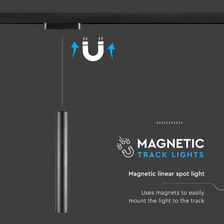 LED Магнитен Осветител Висящ 15W 4000K Черно Тяло SKU 10263 V-TAC