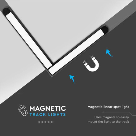 25W LED Magnetic Track Light L Shape 4000K Black Body
