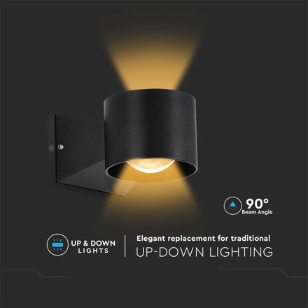 6W LED Wall Light 4000K Black Body IP65