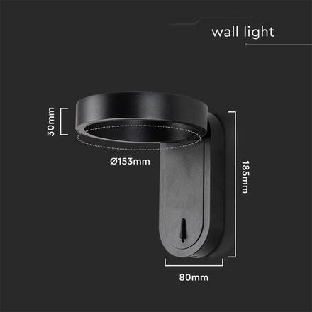 5W LED Wall Light 3000K+4000K Black Body IP65