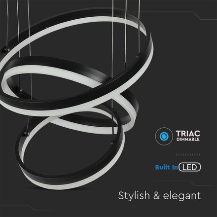 92W Soft Light Chandelier Dimmable Black 3000K