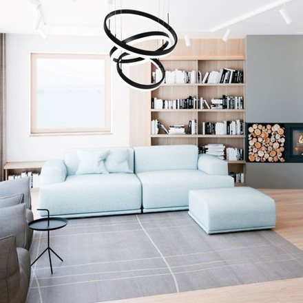 92W Soft Light Chandelier Dimmable Black 3000K