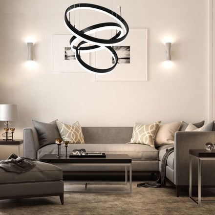 92W Soft Light Chandelier Dimmable Black 3000K