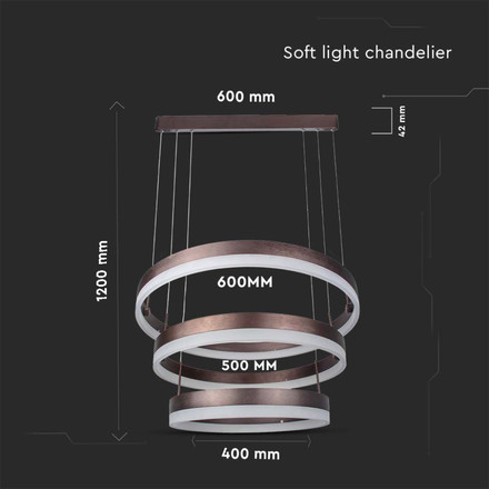 92W Soft Light Chandelier Dimmable Coffee 3000K