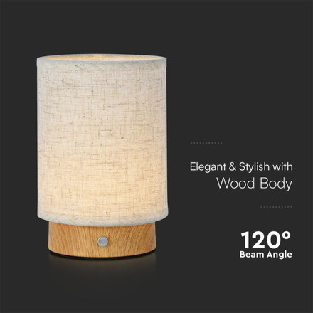 3W LED Fabric Table Lamp 3000K Beige Body