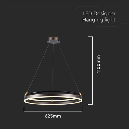 30W LED Designer Hanging Lamp Single Ring 3000K Coffee Body