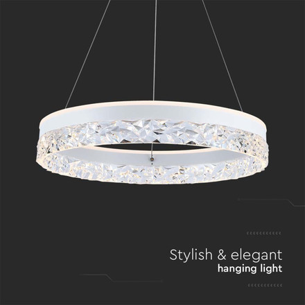 25W LED Designer Hanging Lamp Single Ring 3000K White Body