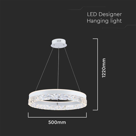 25W LED Designer Hanging Lamp Single Ring 3000K White Body