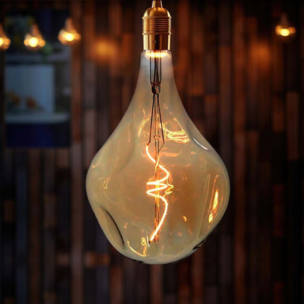 LED Bulb - 4W Filament Spiral A165S 2700K Amber Glass
