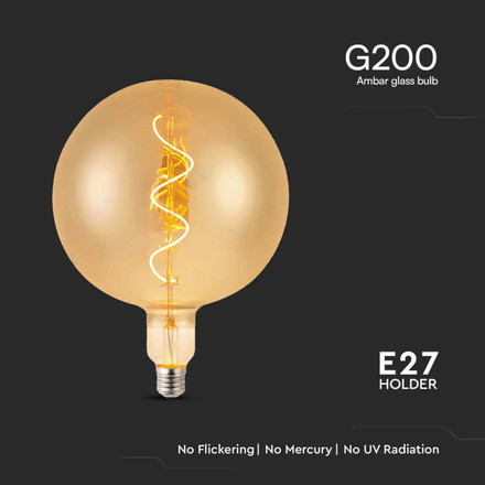 LED Bulb - 4W Filament Spiral G200 2700K Amber Glass