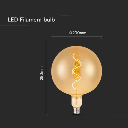 LED Bulb - 4W Filament Spiral G200 2700K Amber Glass