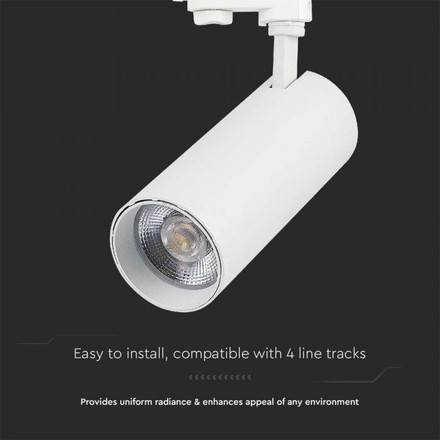 LED COB Релсово Осветител 40W 3in1 Бяло Тяло SKU 8843 V-TAC