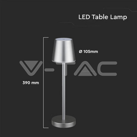 3W Led Table Lamp Rechargeable Touch Dimmable Grey Body 3000K