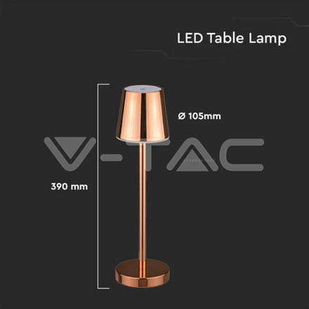 3W Led Table Lamp Rechargeable Touch Dimmable Gold Body 3000K