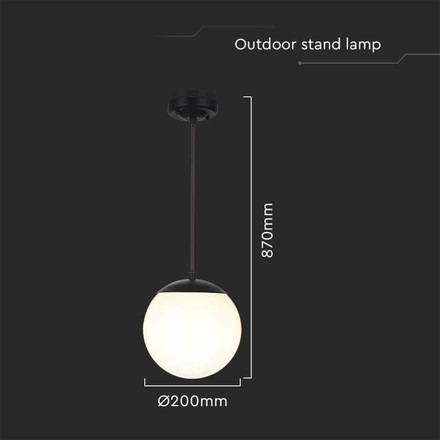 Ceiling Hanging Lamp  1*E27  Matt Black Opal Plastic C Ball