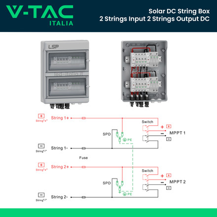 Кутия бушони за соларни панели SLP-PV1000-S-2.2 SKU 11951 V-TAC