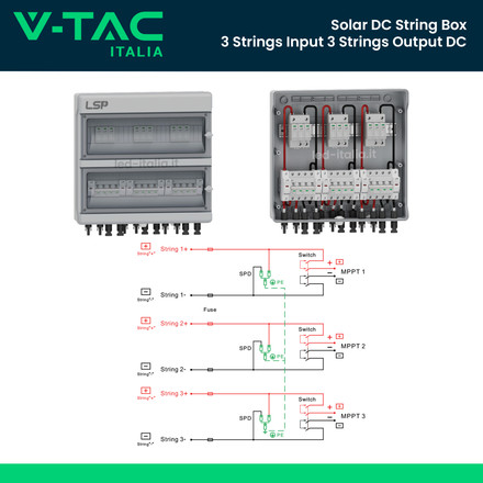 Кутия бушони за соларни панели SLP-PV1000-S-3.3 SKU 11952 V-TAC