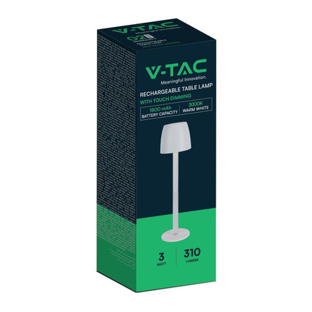 LED Настолна Лампа 3W Воден Ефект 3000K Бяло Тяло SKU 23095 V-TAC