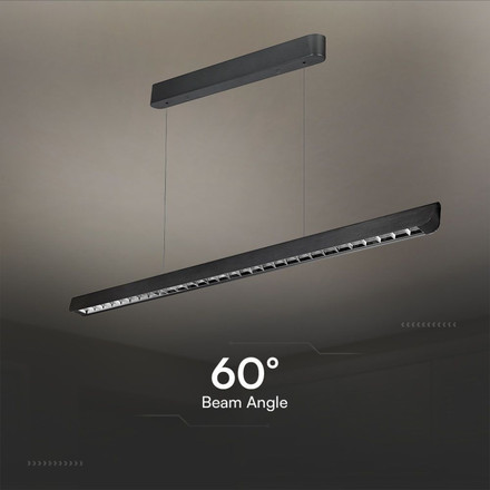 36W LED Linear Hanging Suspension Light Lens Type-CCT:3IN1 - Black