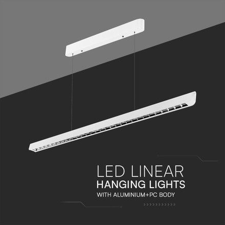 36W LED Linear Hanging Suspension Light Lens Type-CCT:3IN1 - White