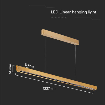 36W LED Linear Hanging Suspension Light Lens Type-CCT:3IN1 - Matte Gold