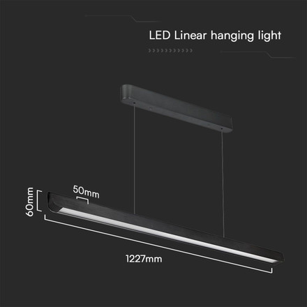 36W LED Linear Hanging Suspension Light Diffuser Plate Type-CCT:3IN1 - Black