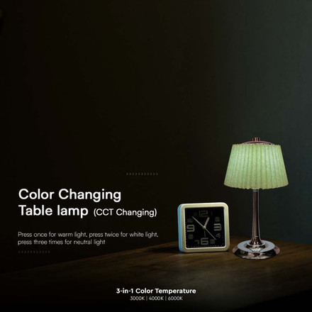 LED Настолна Лампа 3000K Хром + Зелено 1.5W SKU 23357 V-TAC