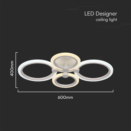 51W LED Ceiling Lamp 3 Step Dimmable With Remote Control White Body IP20