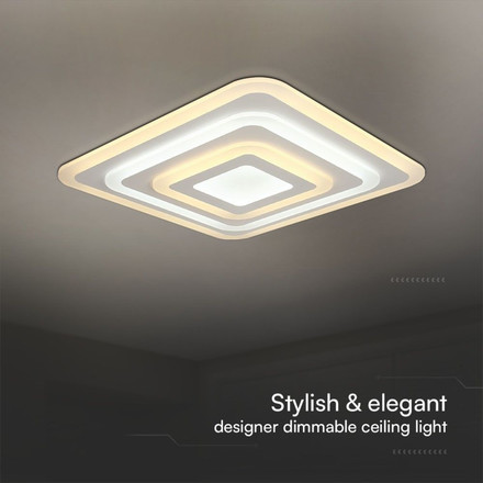 82W LED Ceiling Lamp 3 Step Dimmable With Remote Control White Body IP20
