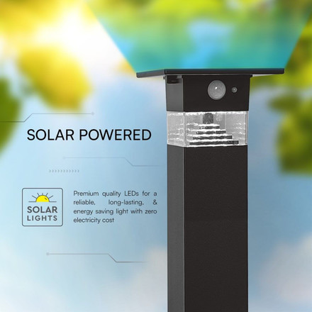 3W LED Solar Bollard Lamp With Pir Sensor & Battery 2200MA LI 3.7V