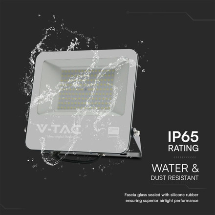 LED Прожектор 100W SAMSUNG Чип 1м Кабел Черно Тяло 6400K SKU 23441 V-TAC